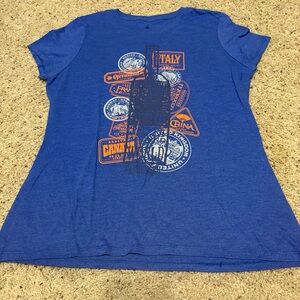 Disney Parks Blue T-Shirt with Countries Graphic Design
